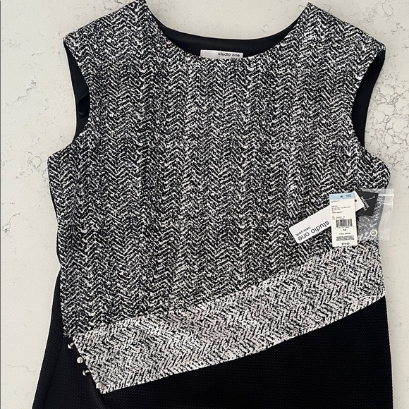 Studio One Monochrome Textured Dress sleeveless Bodycon - Picture 1 of 5